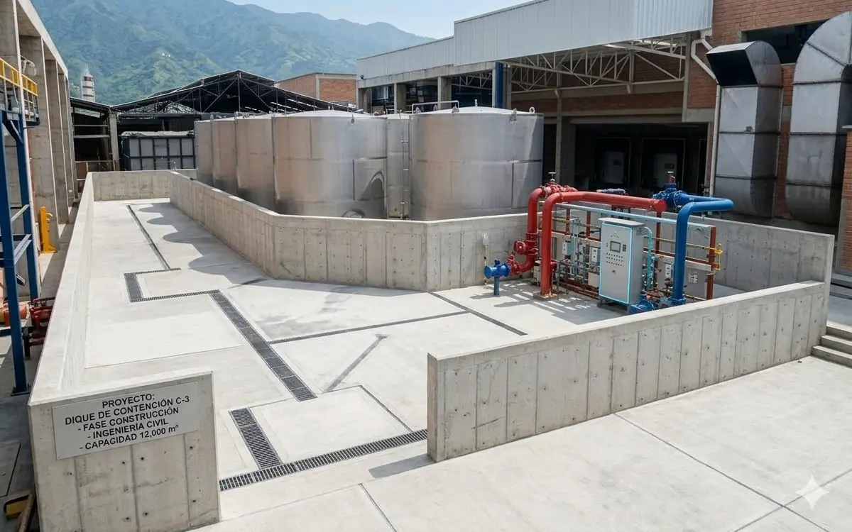 Dique industrial de contención química