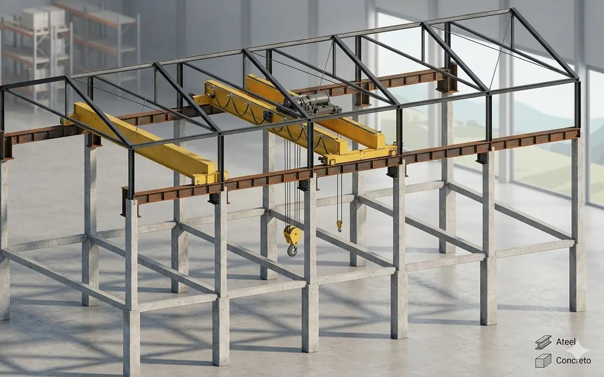 Bodega industrial con puente grúa