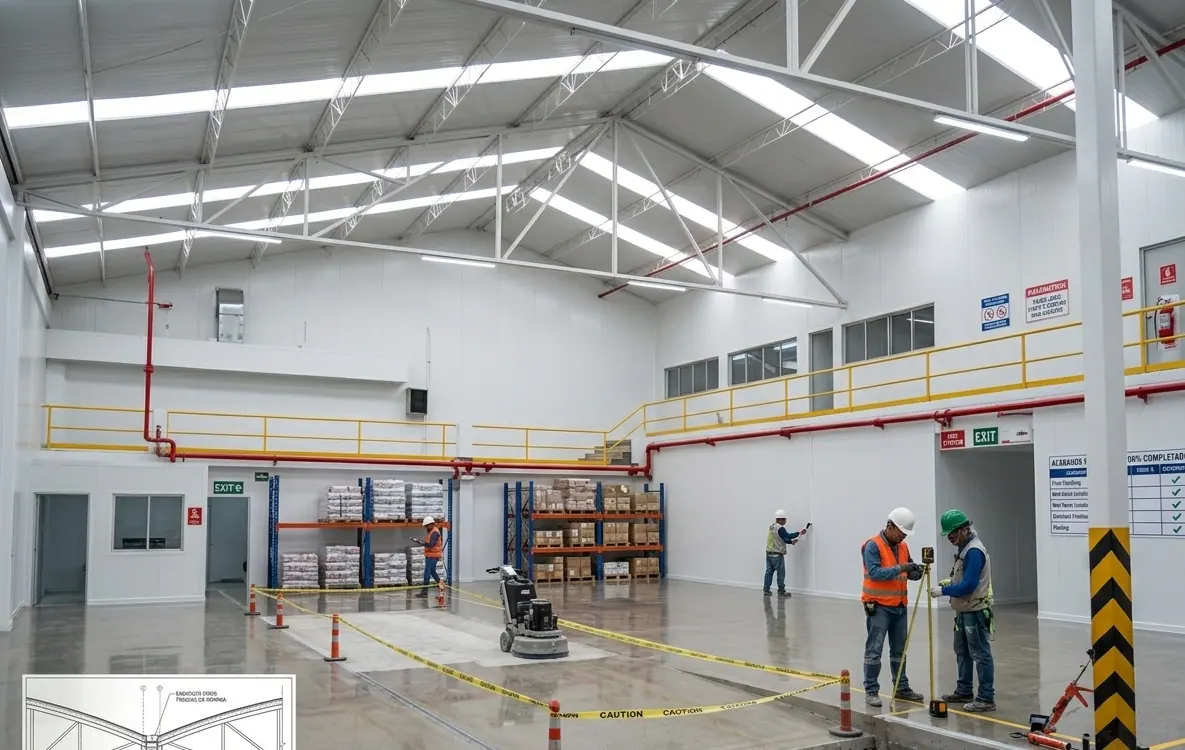 Acabados en bodegas industriales de Química Amtex